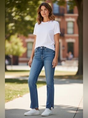 7 For All Mankind Jeans Womens Sz 29 Slit Ankle Straight Dylan Flexible Denim